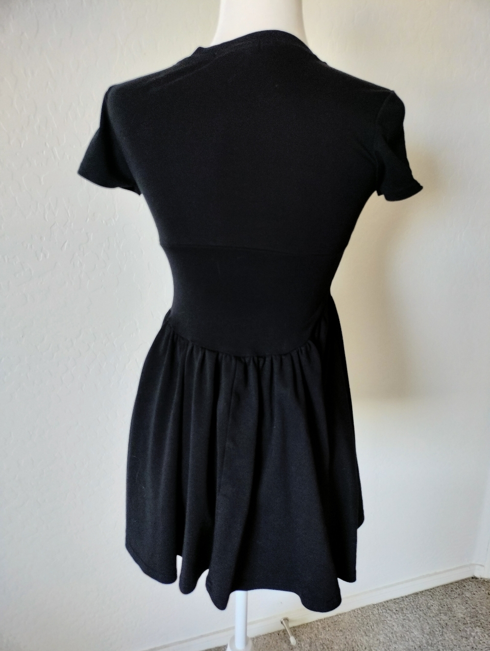 Corset Style Black Short Sleeve  Dress - Picture 5 of 7